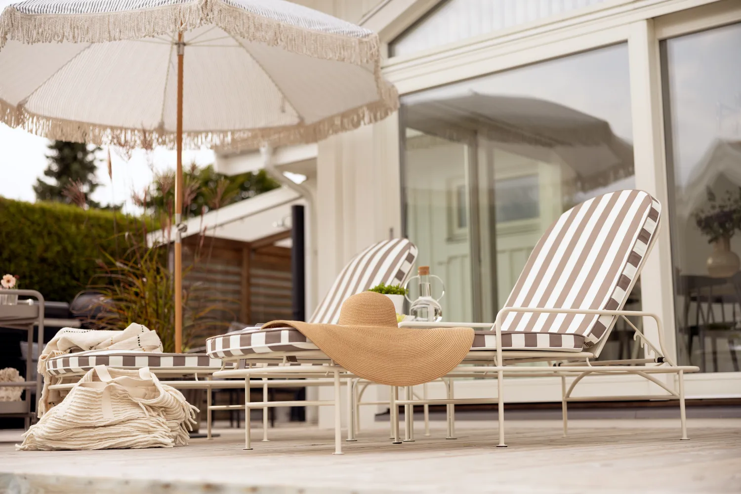 Arts ligbed 196x96 cm, Soft White-beige strepen Brafab