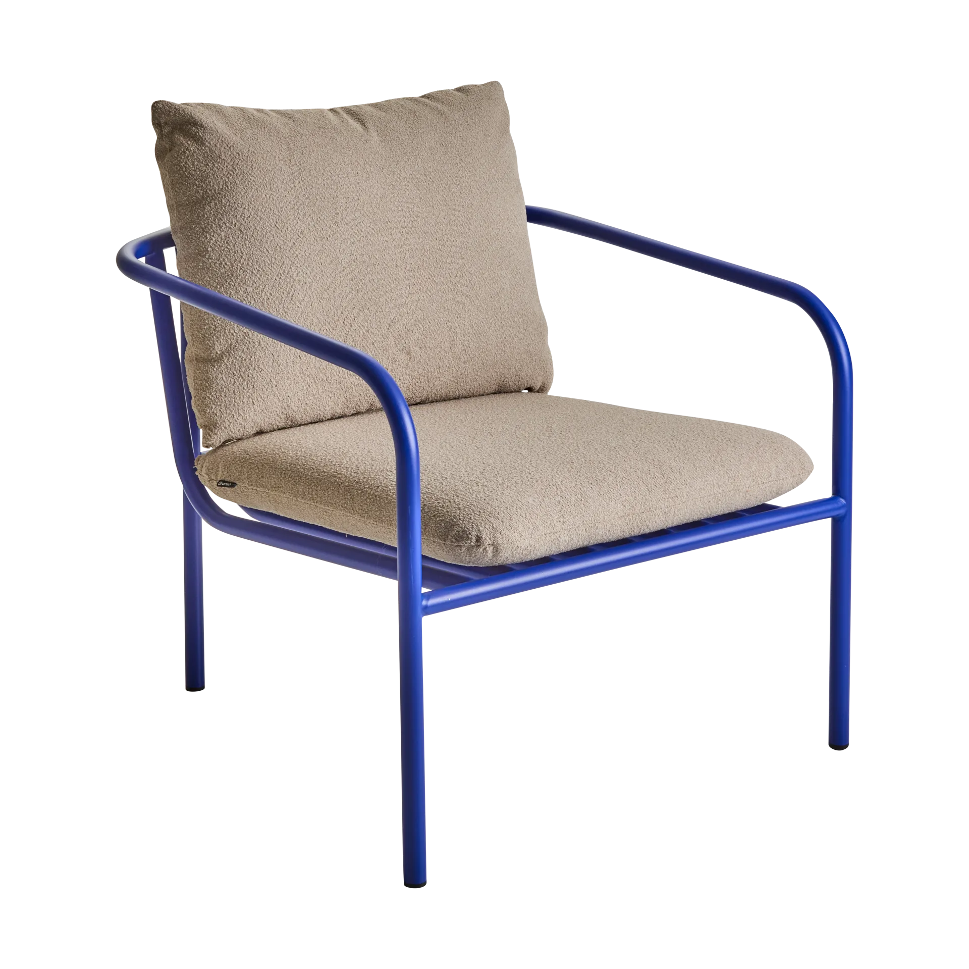 Bendt loungestoel, Teddy beige-indigo blue Brafab
