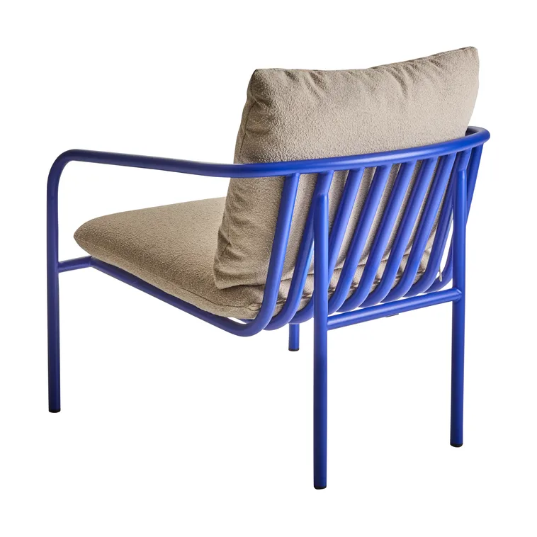 Bendt loungestoel, Teddy beige-indigo blue Brafab