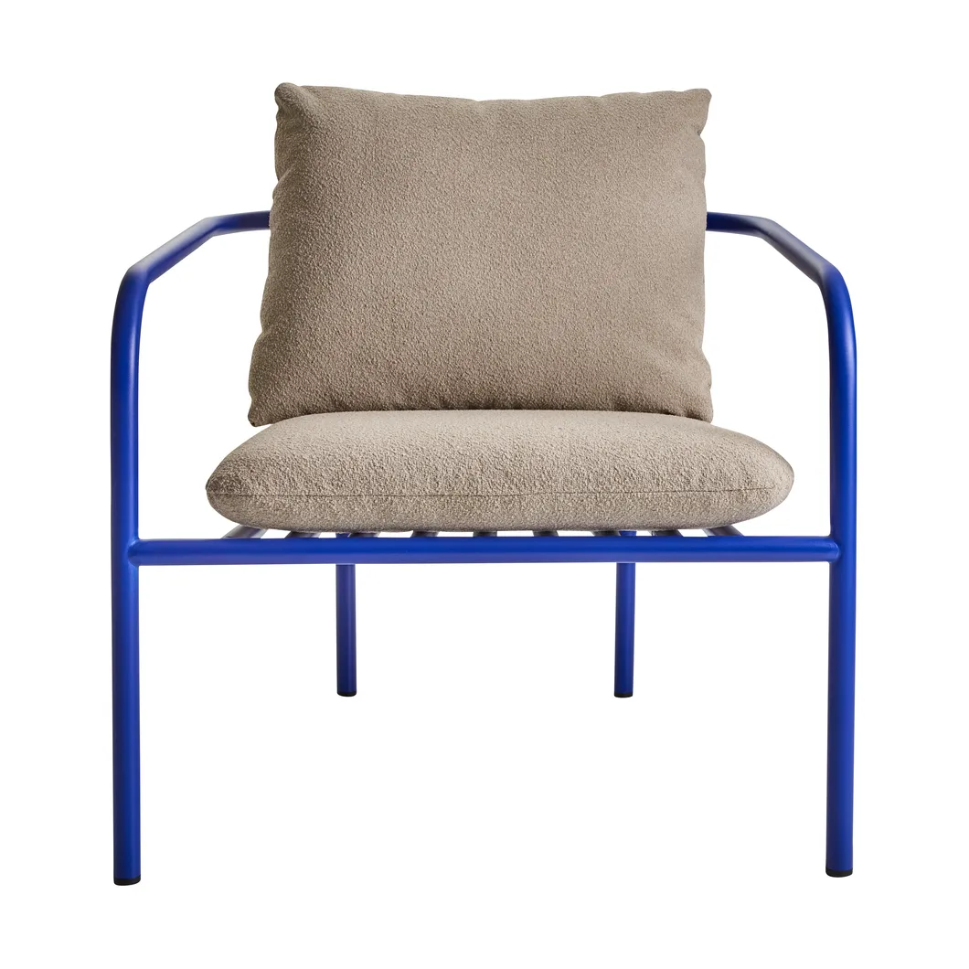 Bendt loungestoel, Teddy beige-indigo blue Brafab