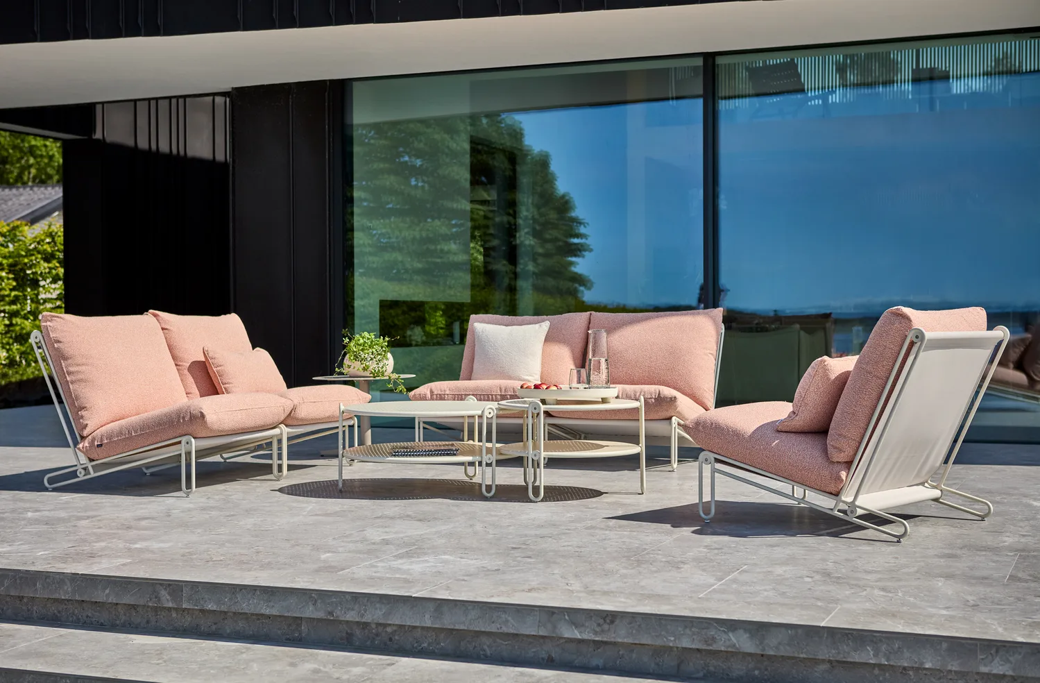 Blixt loungestoel, Pearl white-teddy orange Brafab