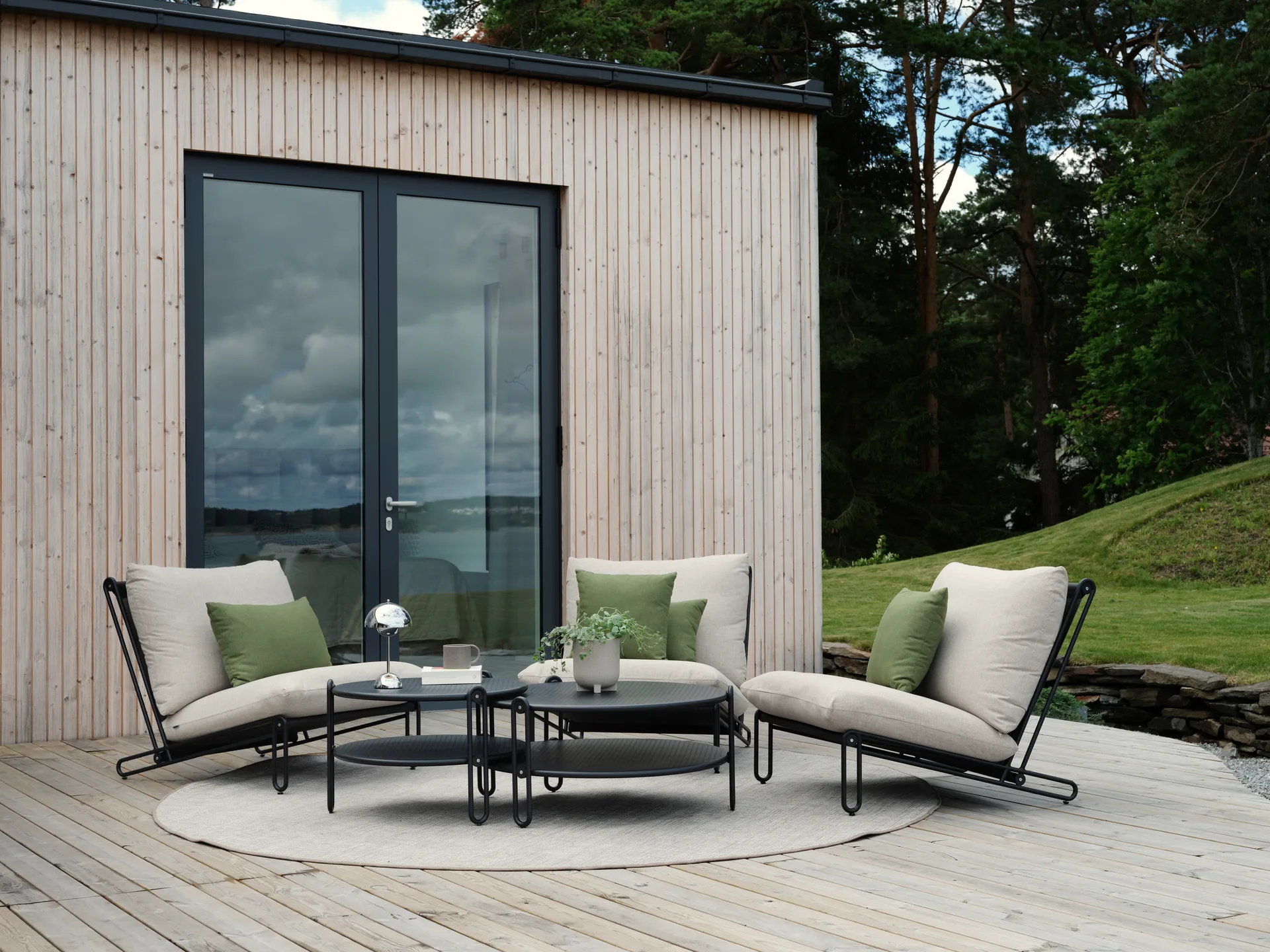 Blixt loungestoel, Zwart-sky grey Brafab