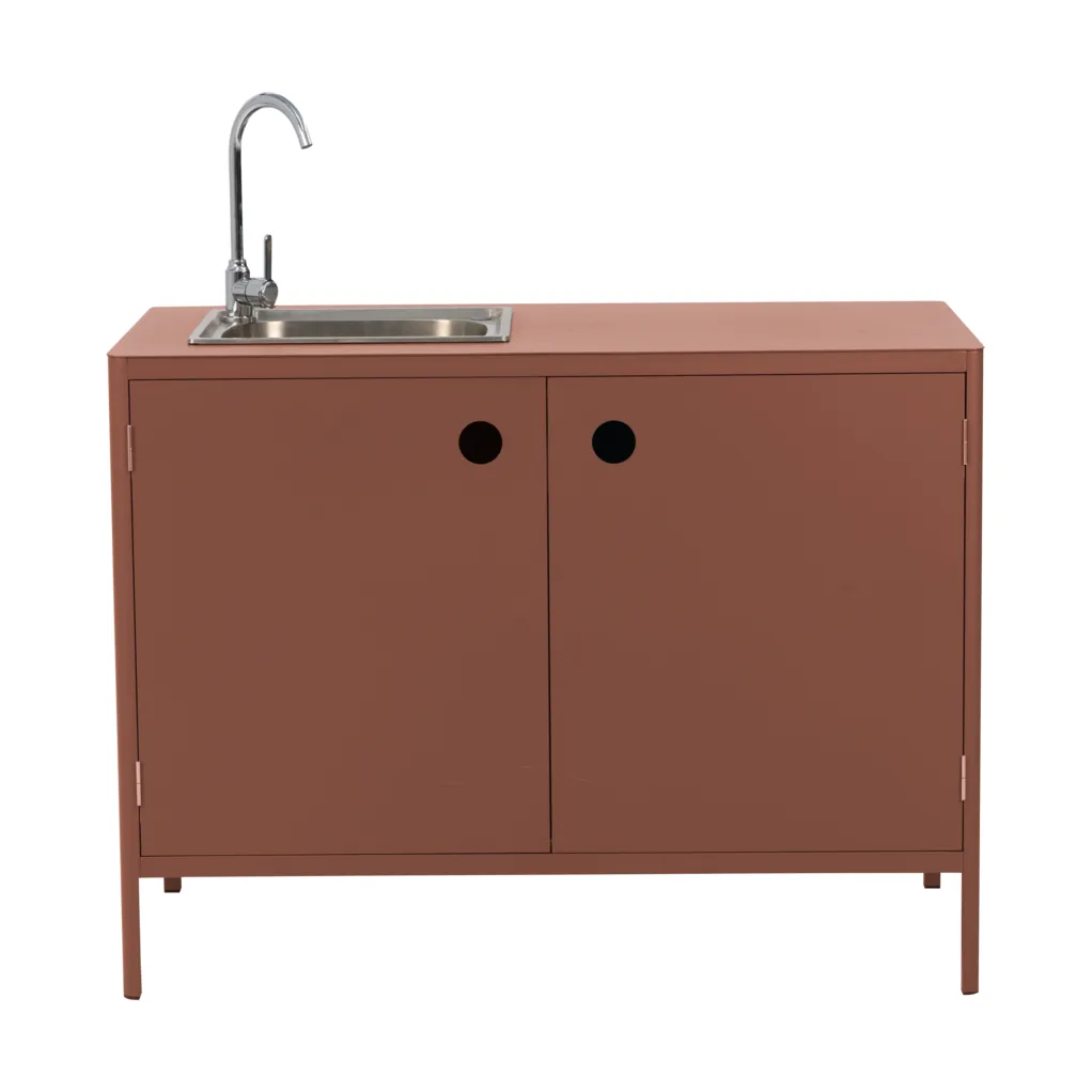 Kelia buitenkeuken onderkast met spoelbak, Zin red, 121x90x64 Brafab