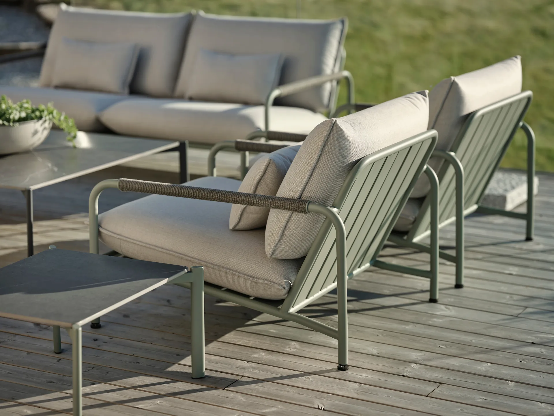 Lerberget loungestoel, Groen-essenhout Brafab