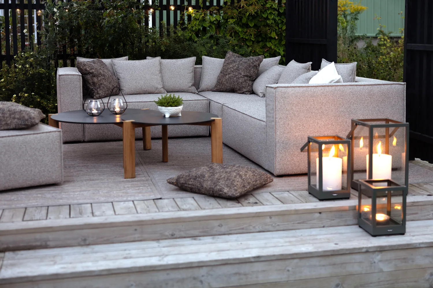 Muki bankmodule, Light taupe, rechter eindmodule Brafab