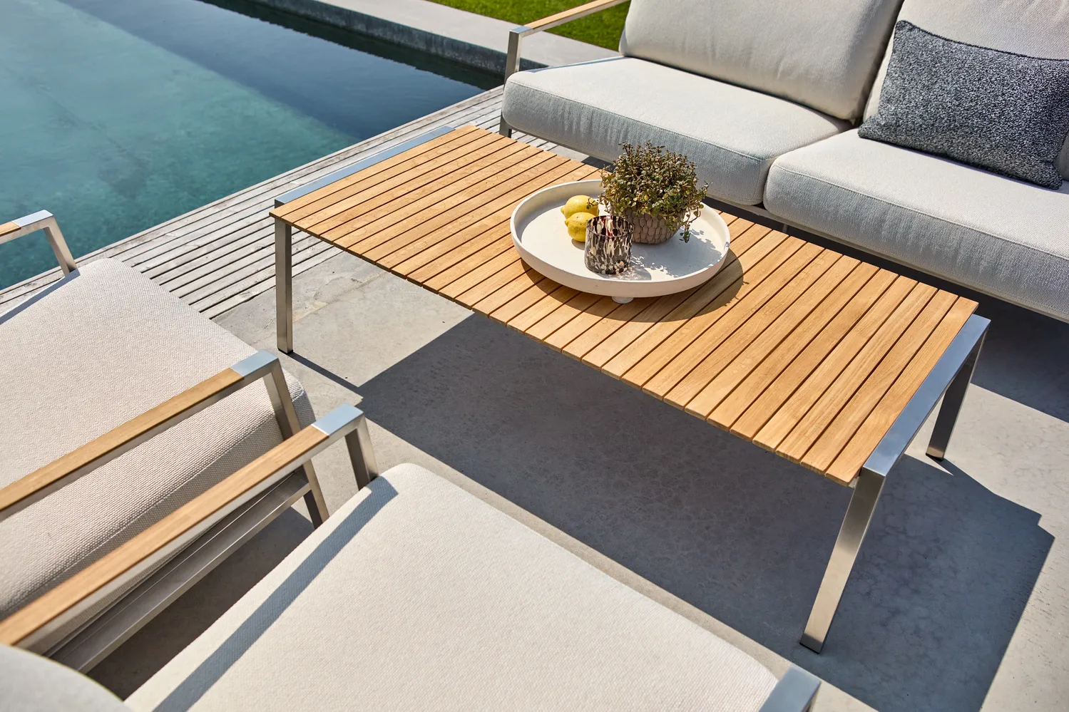 Naos bank, Stainless steel-dot beige, 2,5-zits Brafab