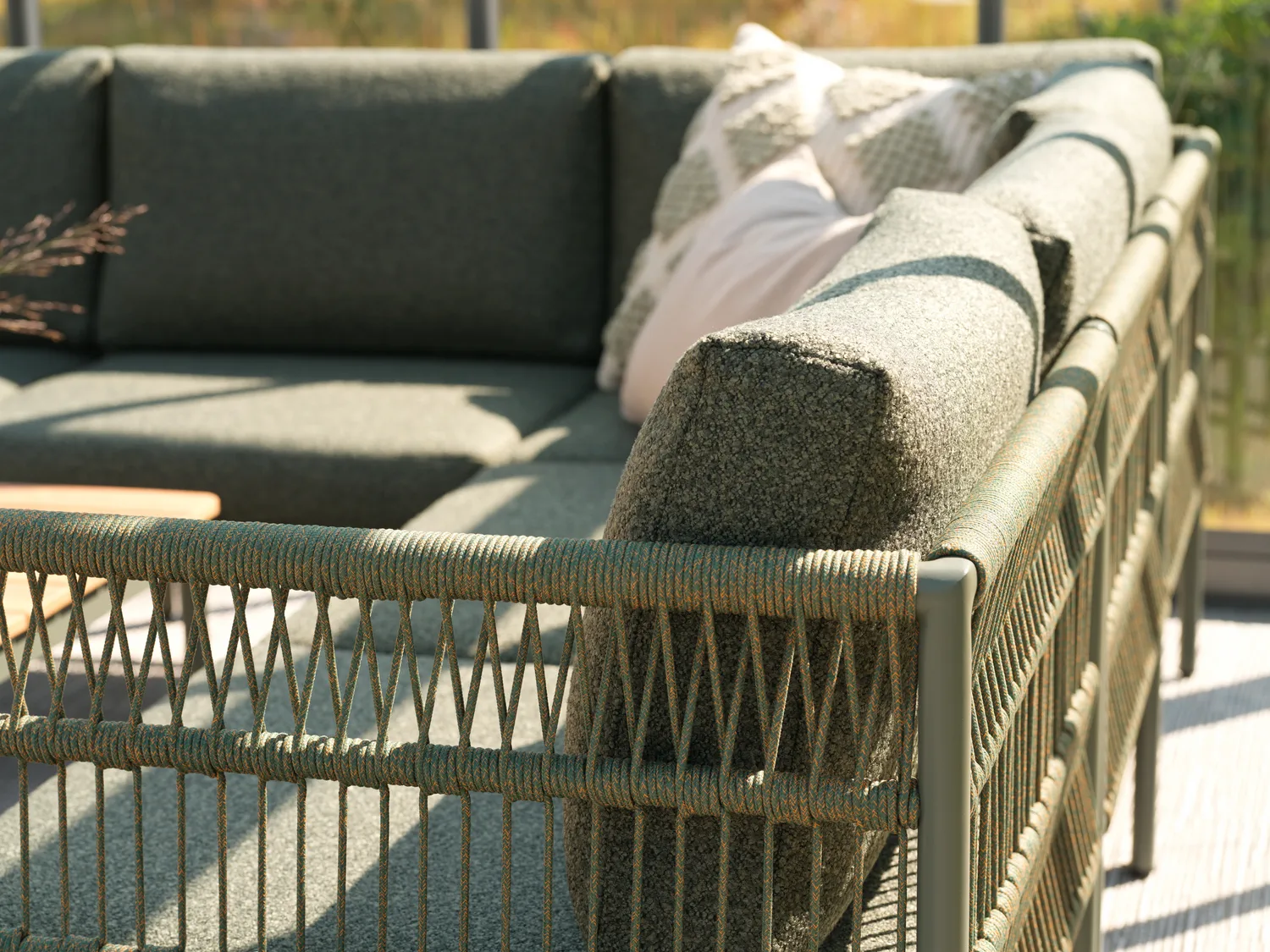 Reno modulaire bank, Nordic green-raw avocado, hoek Brafab