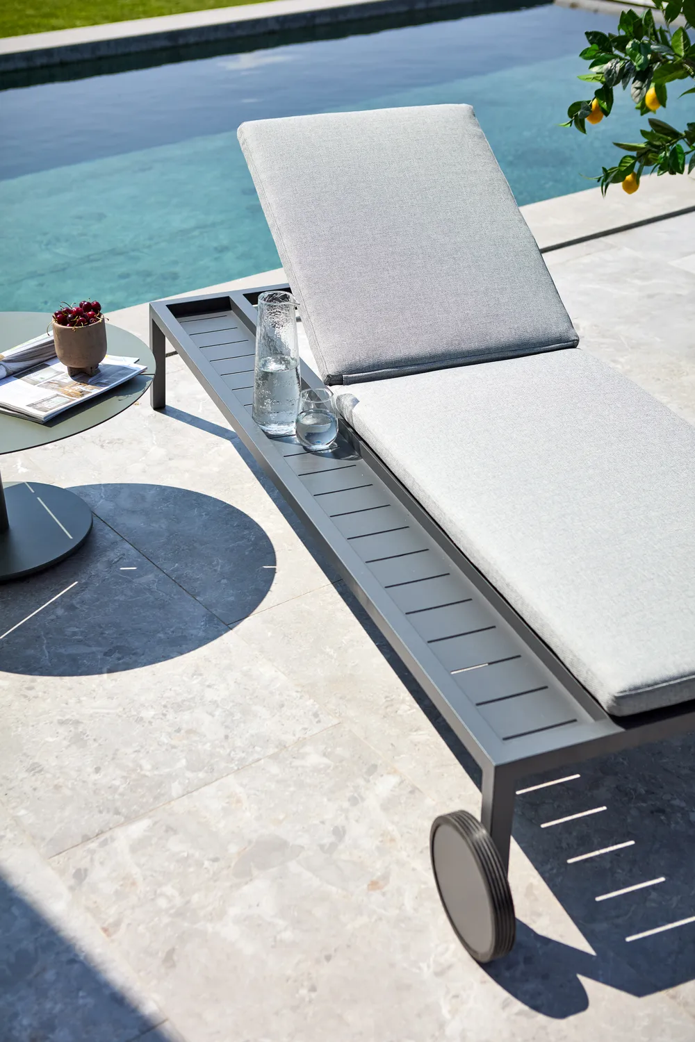 Samvaro ligbed 218x92 cm, Antraciet-pearl grey Brafab