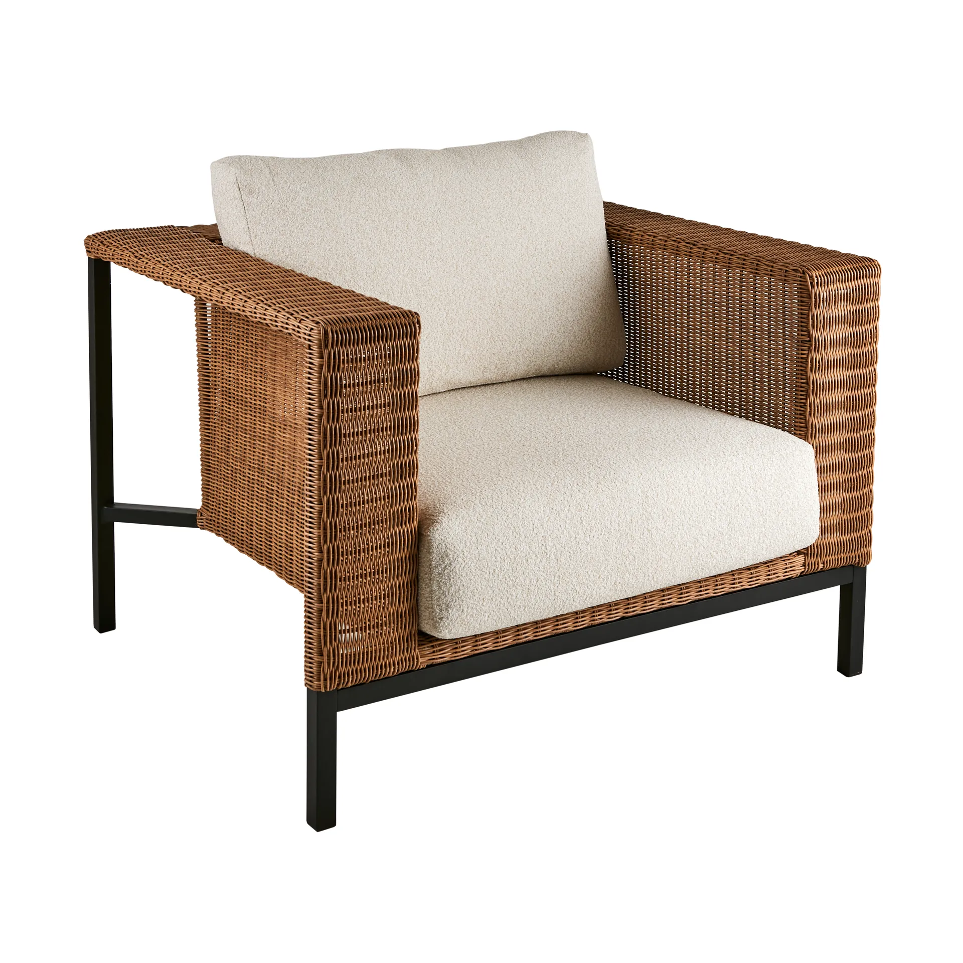 Shell loungestoel, Teddy rice-zwart Brafab