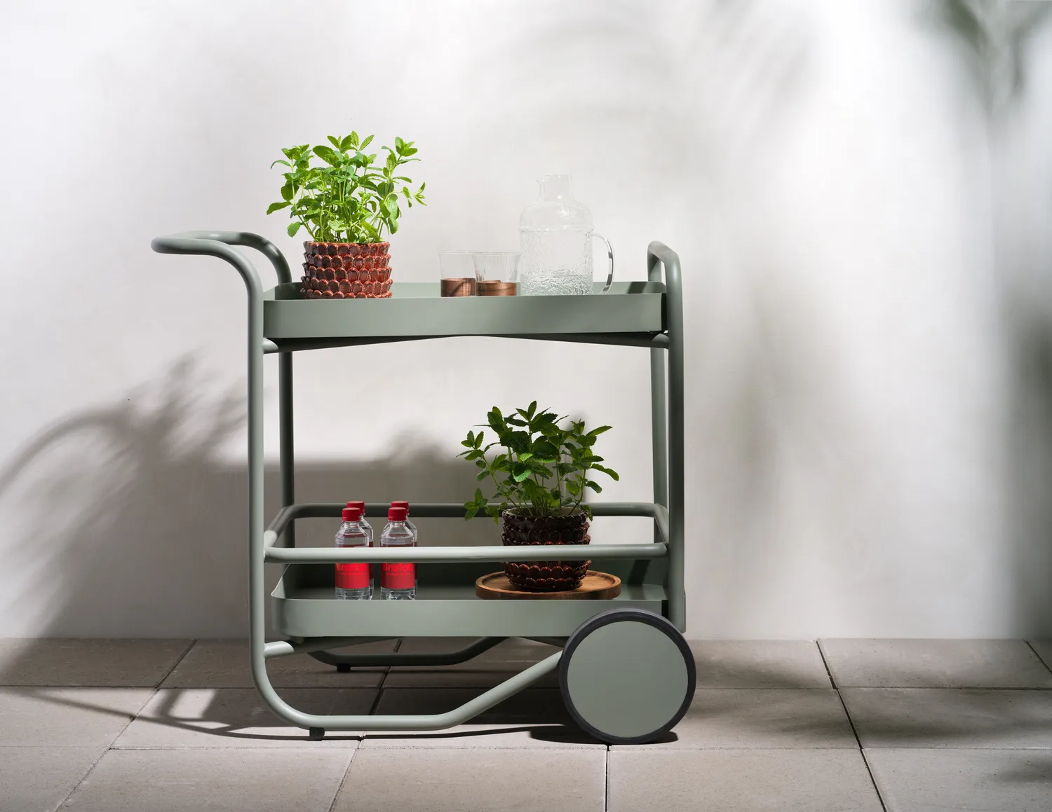 Trolly serveerwagen 88x59 cm, Dusty green Brafab