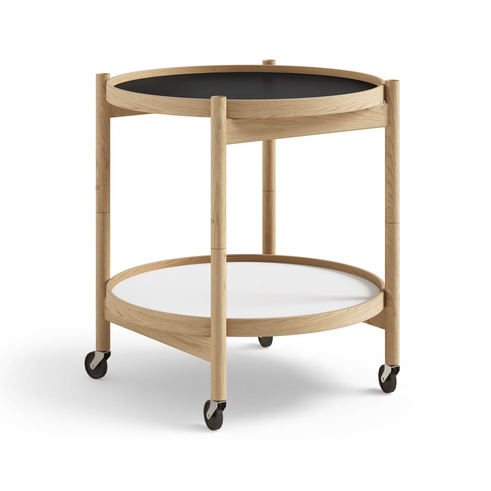 Brdr. Krüger Bolling Tray Table model 50 roltafel base, geolied eikenhouten onderstel