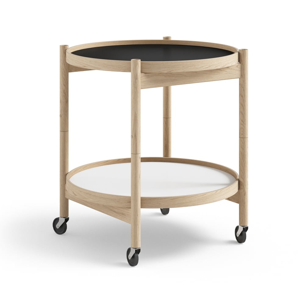 Brdr. Krüger Bølling Tray Table model 50 roltafel base, onbehandeld eikenhouten onderstel