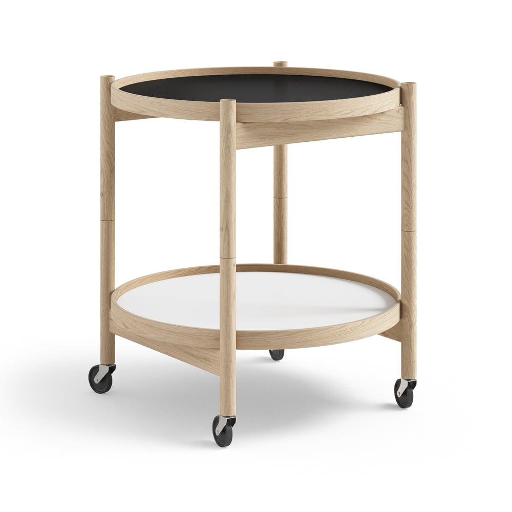 Brdr. Krüger Bolling Tray Table model 50 roltafel base, onbehandeld eikenhouten onderstel