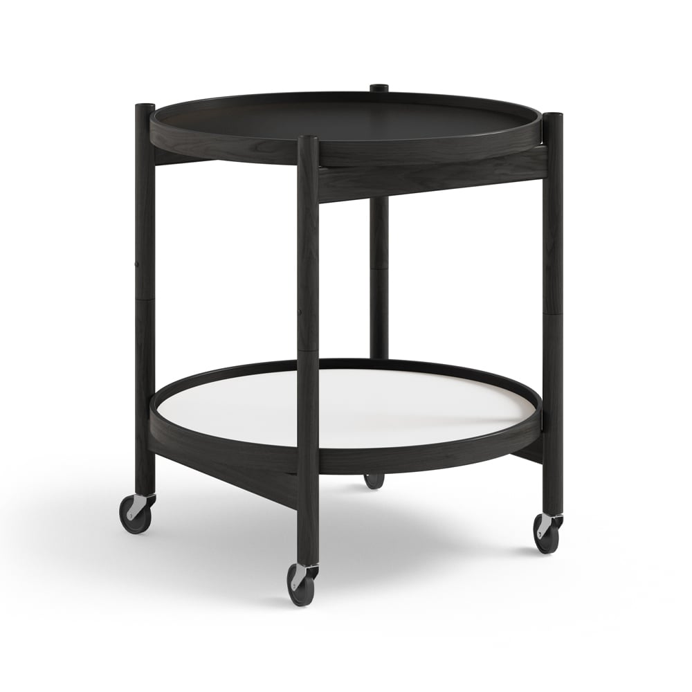 Brdr. Krüger Bølling Tray Table model 50 roltafel base, zwartgelakt eikenhouten onderstel