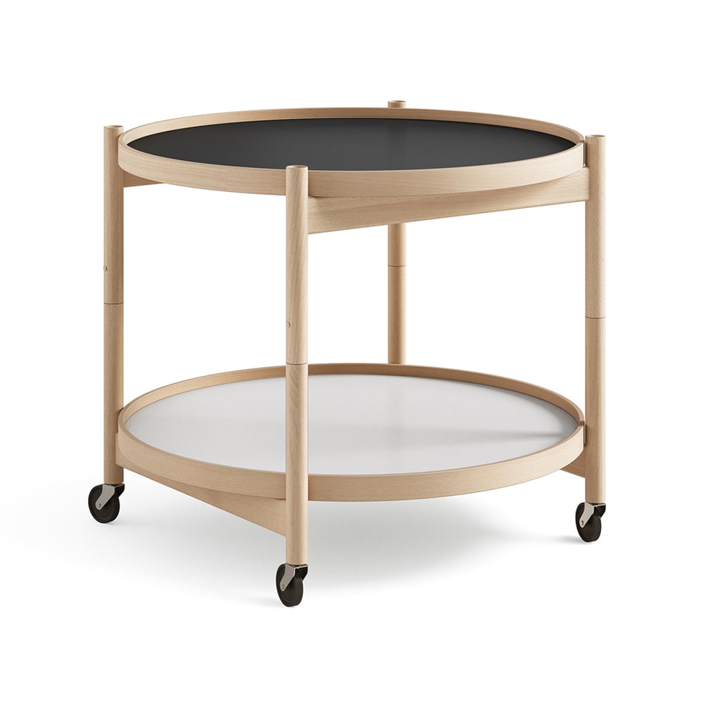 Brdr. Krüger Bølling Tray Table model 60 roltafel base, geolied beukenhouten onderstel