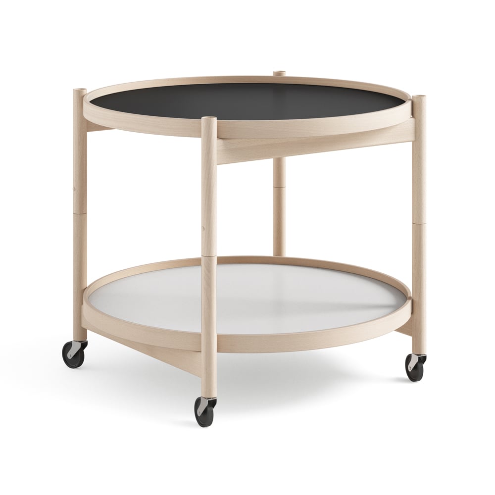 Brdr. Krüger Bølling Tray Table model 60 roltafel base, onbehandeld beukenhouten onderstel