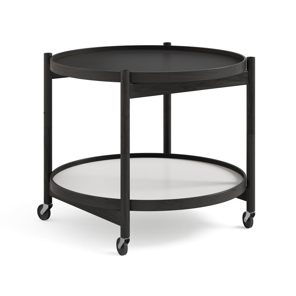 Brdr. Krüger Bolling Tray Table model 60 roltafel base, zwartgelakt eikenhouten onderstel