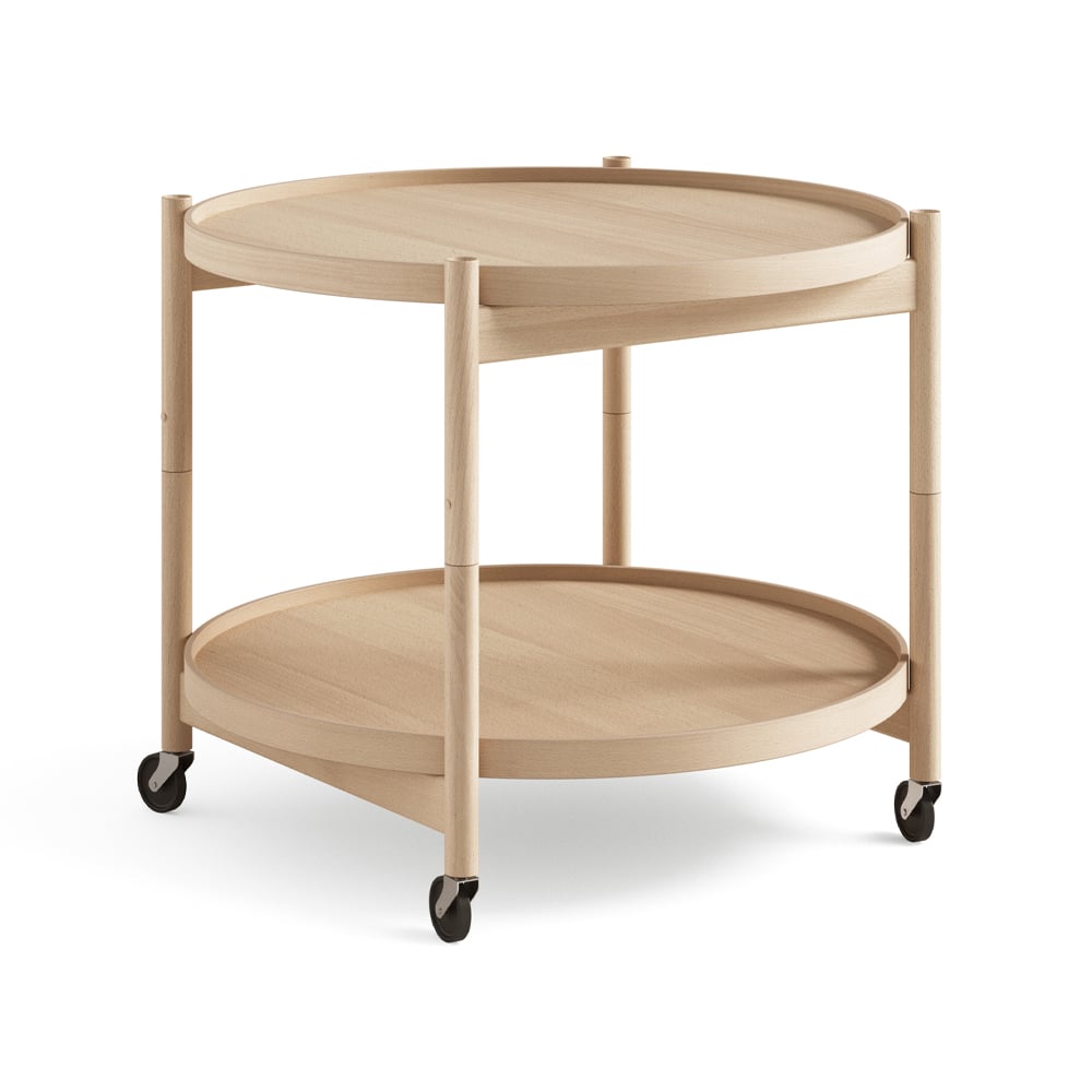 Brdr. Krüger Bolling Tray Table model 60 roltafel beukenhout olie, geolied beukenhouten onderstel