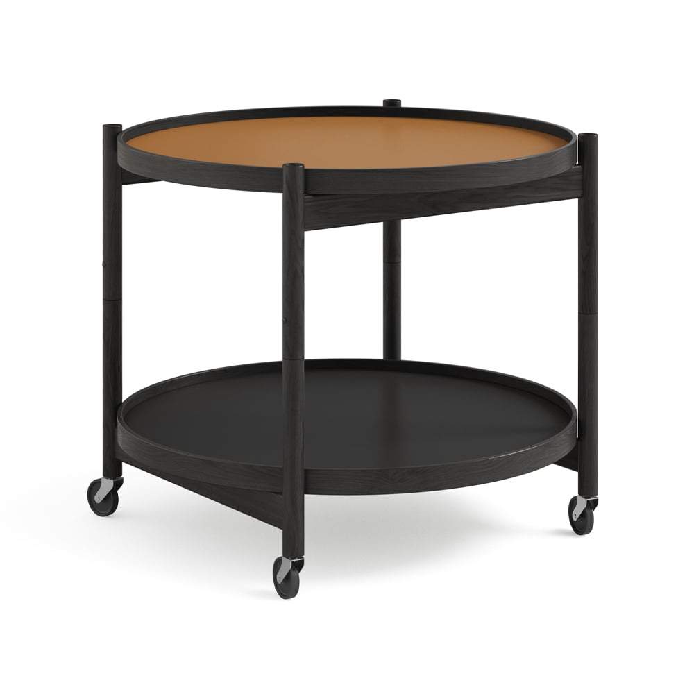 Brdr. Krüger Bolling Tray Table model 60 roltafel clay, zwartgelakt eikenhouten onderstel