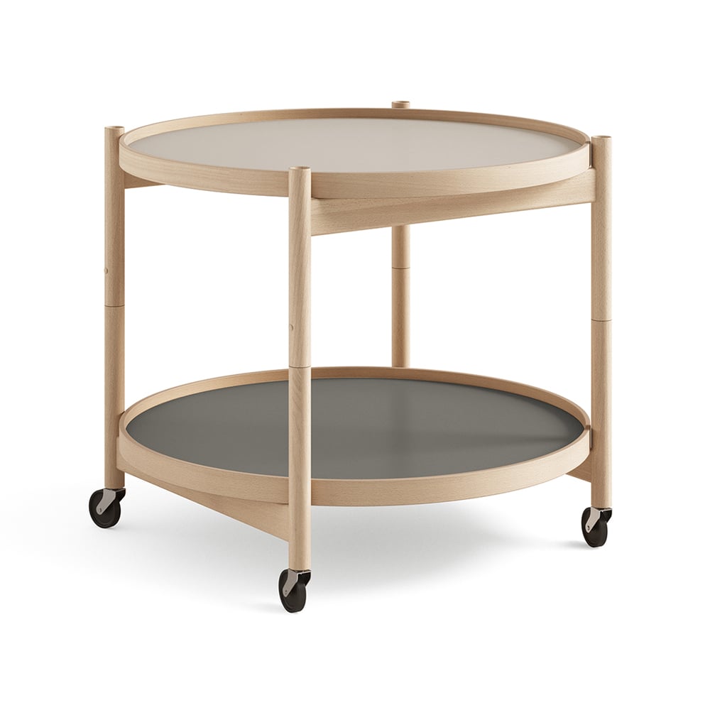 Brdr. Krüger Bølling Tray Table model 60 roltafel stone, geolied beukenhouten onderstel