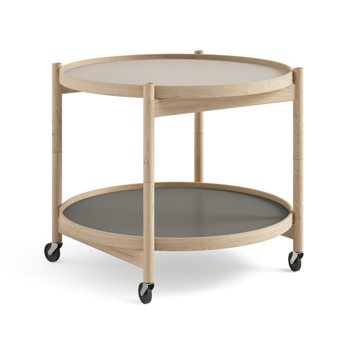 Bølling Tray Table model 60 roltafel - stone, onbehandeld eikenhouten onderstel - Brdr. Krüger