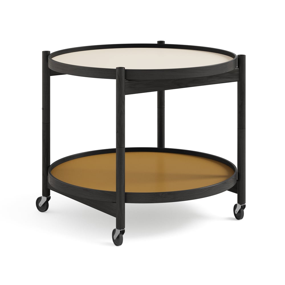 Brdr. Krüger Bolling Tray Table model 60 roltafel sunny, zwartgelakt eikenhouten onderstel