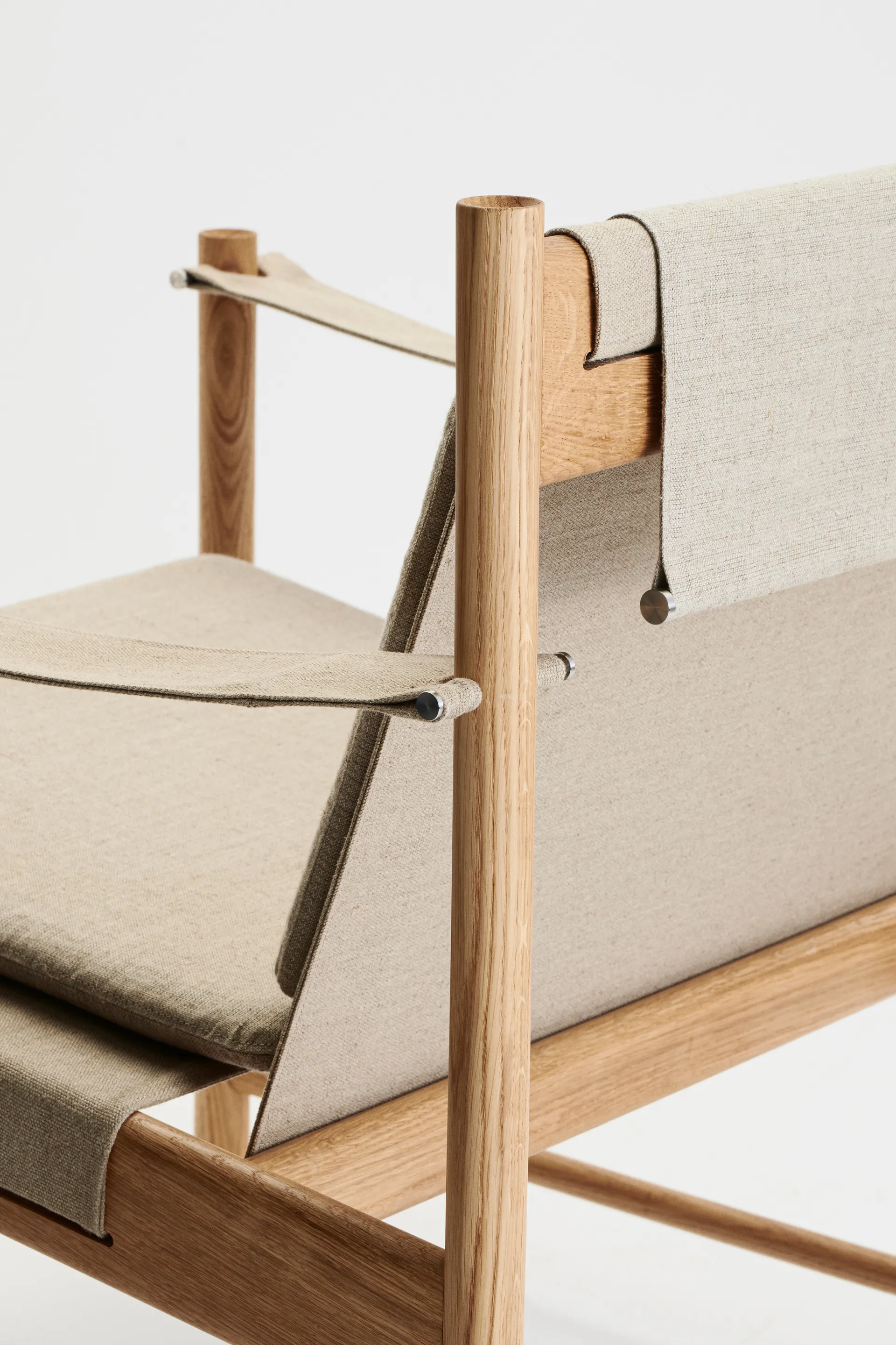 HB loungestoel, Geolied eikenhout-canvas natuur Brdr. Krüger