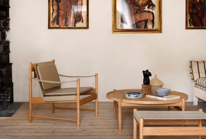 HB loungestoel, Geolied eikenhout-canvas natuur Brdr. Krüger