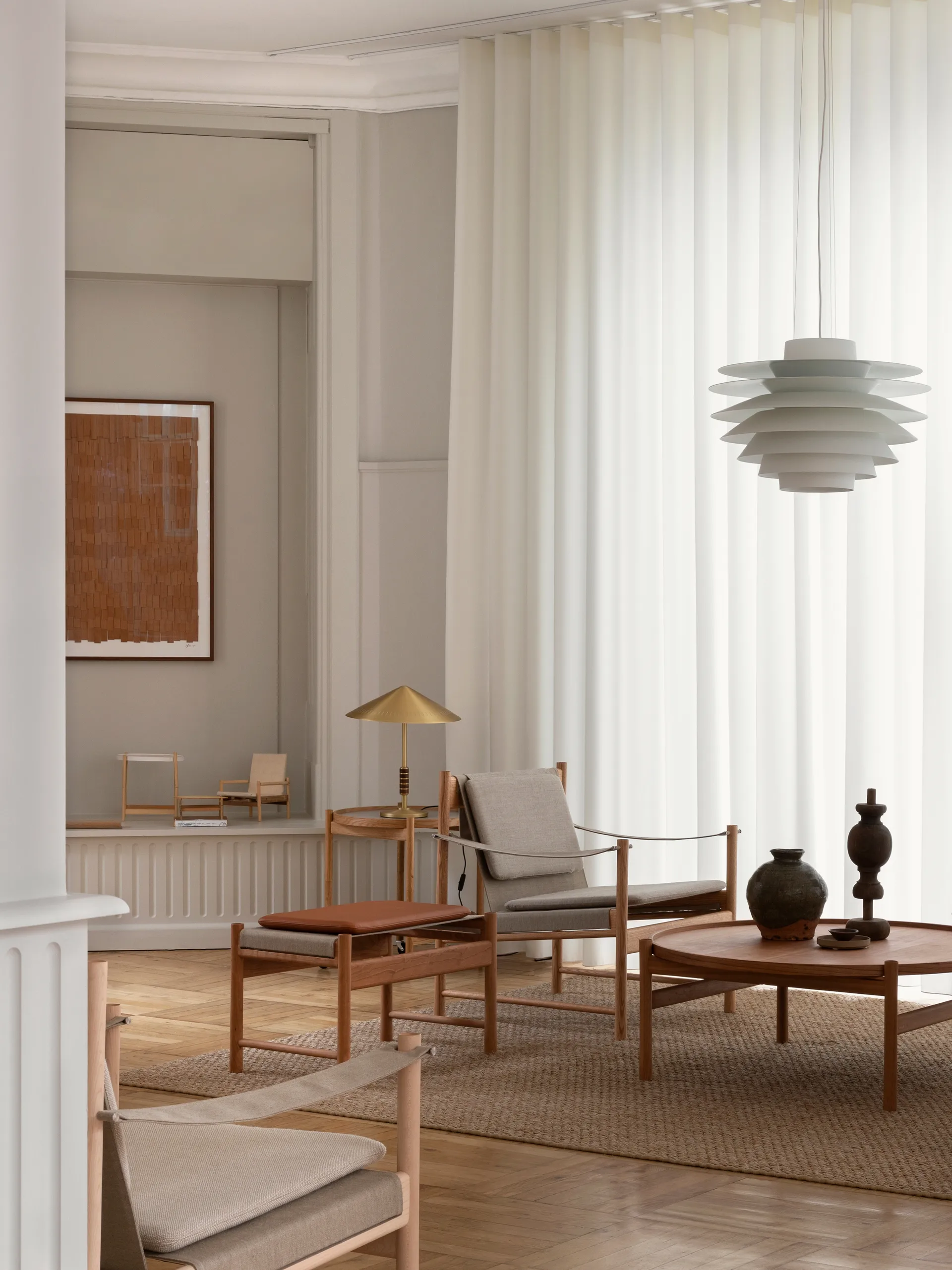 HB loungestoel, Rookgeolied eikenhout-canvas natuur Brdr. Krüger