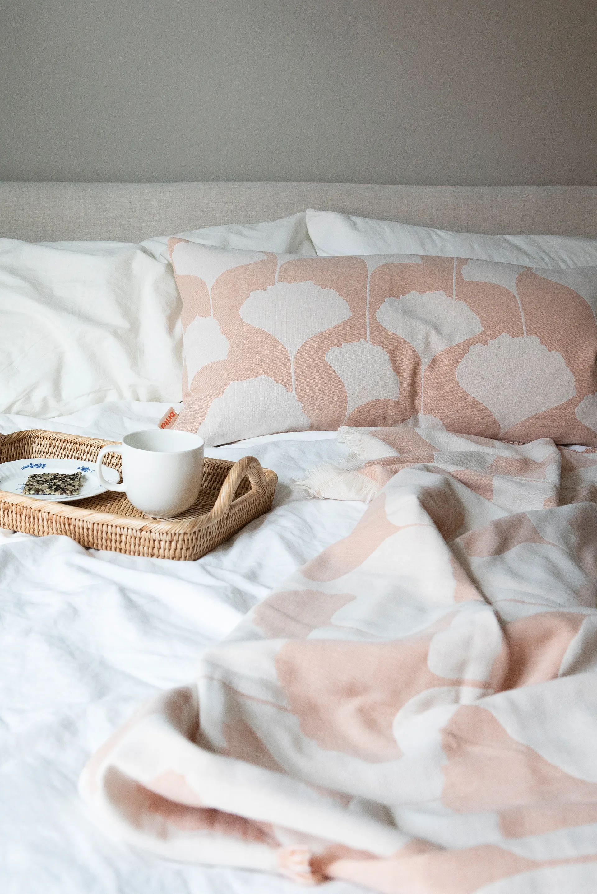 Ginko katoenen plaid 130x170 cm, Roze-wit (Agate) Brita Sweden