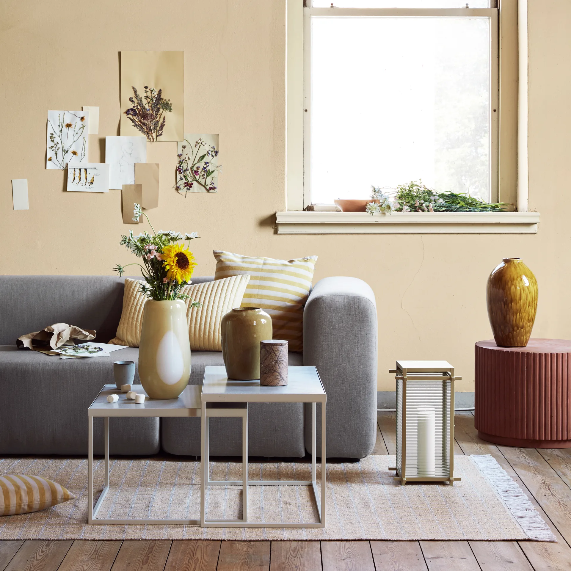 Ada Dot glazen vaas 37 cm, Golden fleece yellow Broste Copenhagen