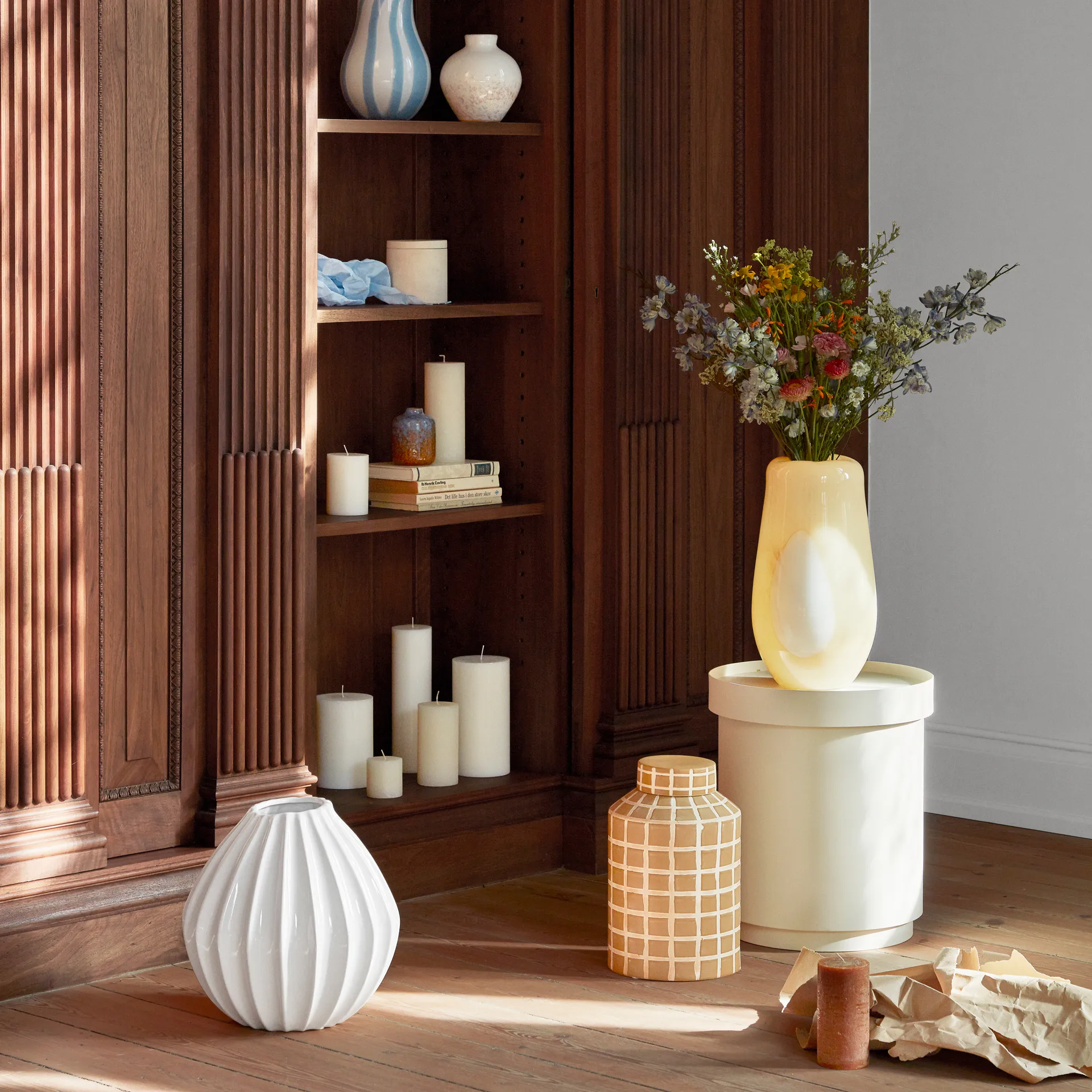 Ada Dot glazen vaas 37 cm, Golden fleece yellow Broste Copenhagen