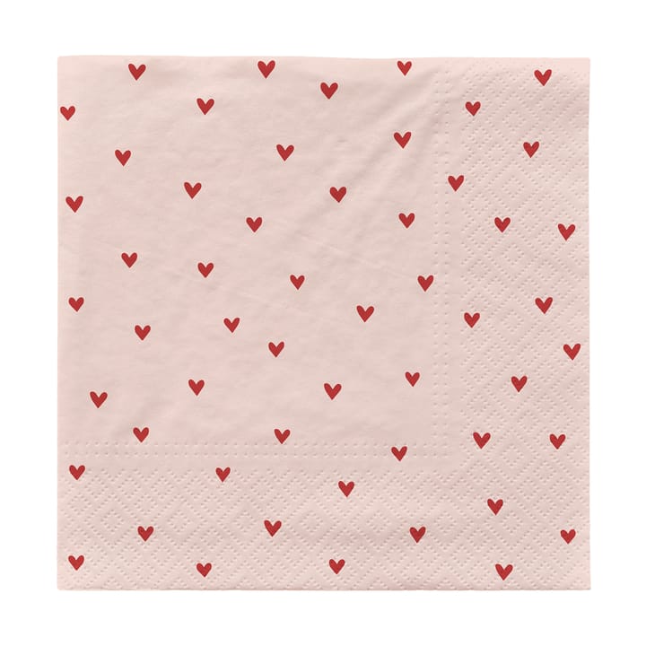 Amor papieren servetten 33x33 cm 20-pack - Soft pink-red - Broste Copenhagen