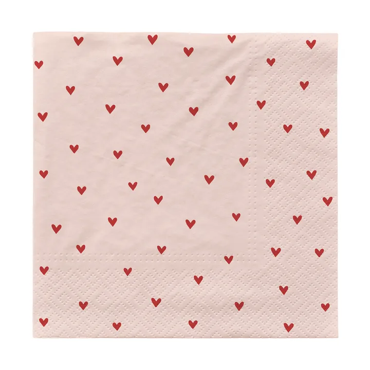 Amor papieren servetten 33x33 cm 20-pack - Soft roze-rood - Broste Copenhagen