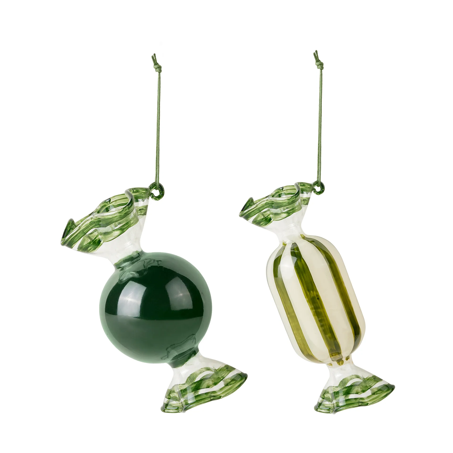 Candy kerstboomhanger glas 2-delig, Forest green Broste Copenhagen