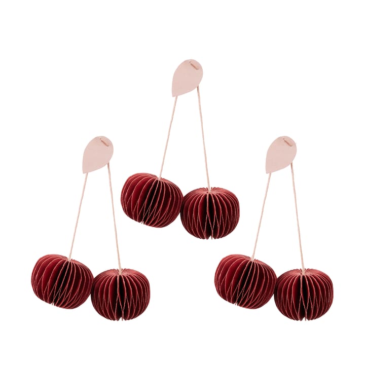 Cherry decoratiehanger 3-delig - Pompeian red - Broste Copenhagen