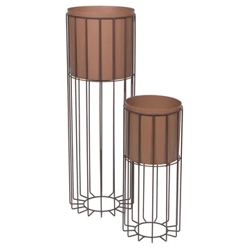 Fenja bloempot met standaard 2-delig - Rustic brown - Broste Copenhagen