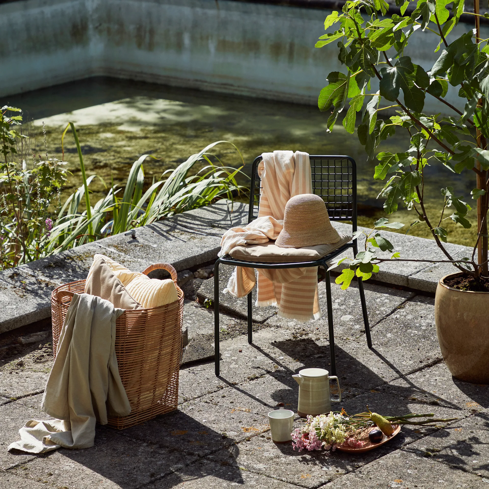 Frankie katoenen plaid 130x180 cm, Taos taupe beige Broste Copenhagen