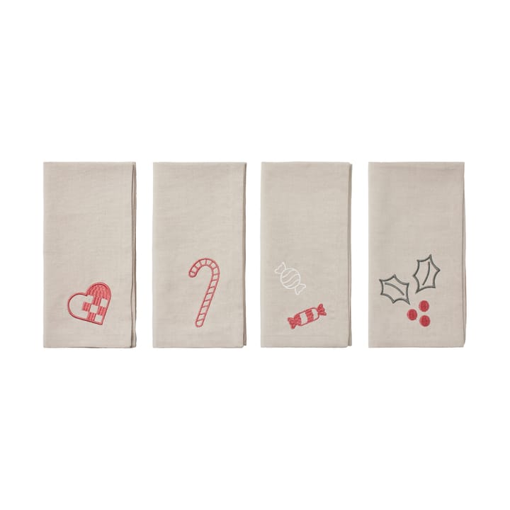 Fryd stoffen servet 45x45 cm 4-delig - Light warm grey-red - Broste Copenhagen