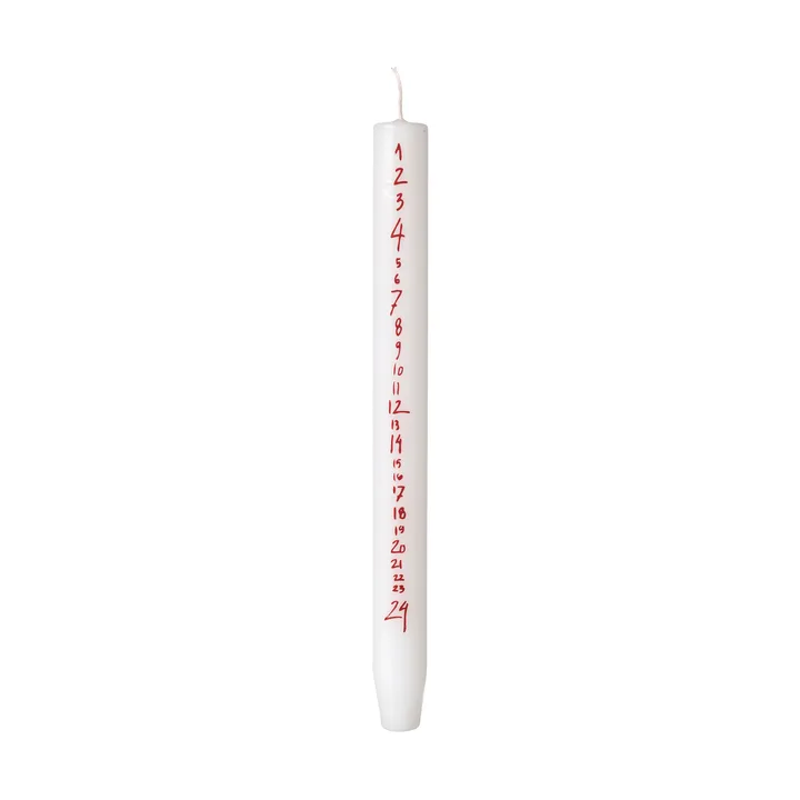 Handwritten adventskaars - Pure White-Red - Broste Copenhagen
