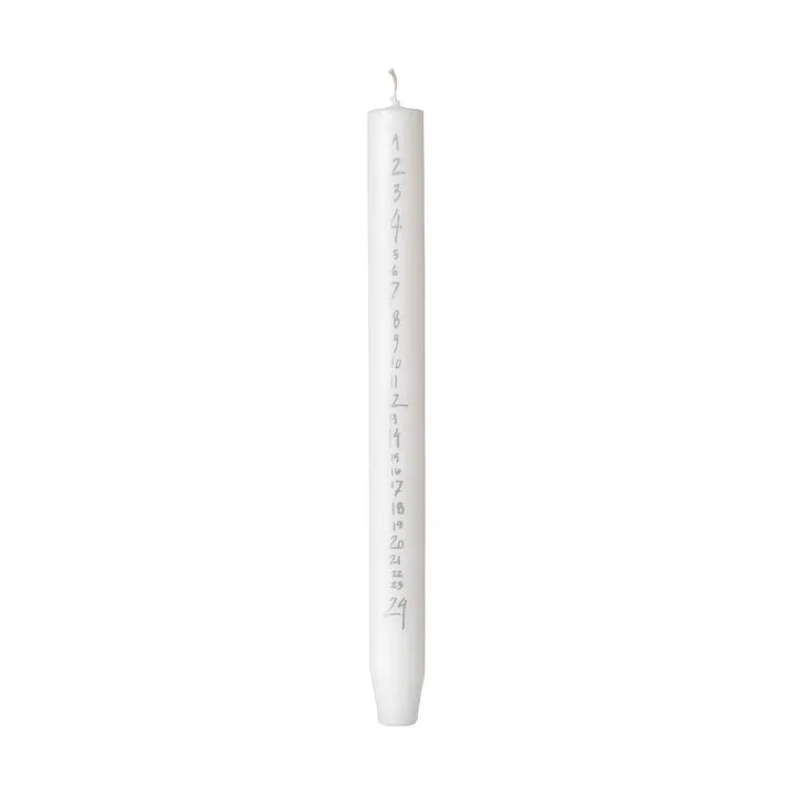 Handwritten adventskaars - Pure White-Silver - Broste Copenhagen
