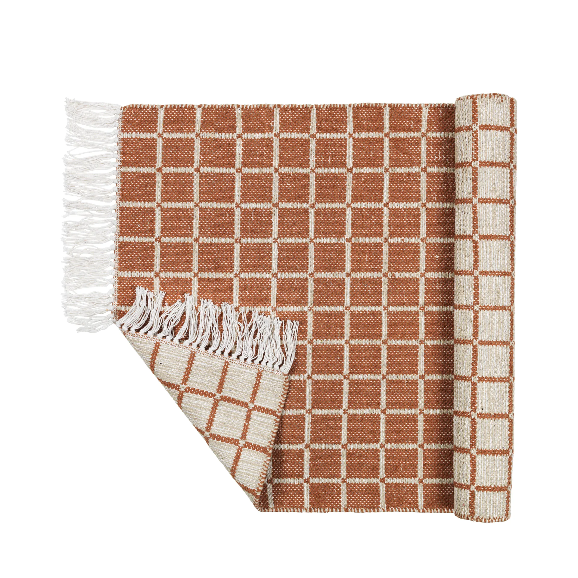 Henny katoenen vloerkleed 70x140 cm, Light grey-rustic brown Broste Copenhagen