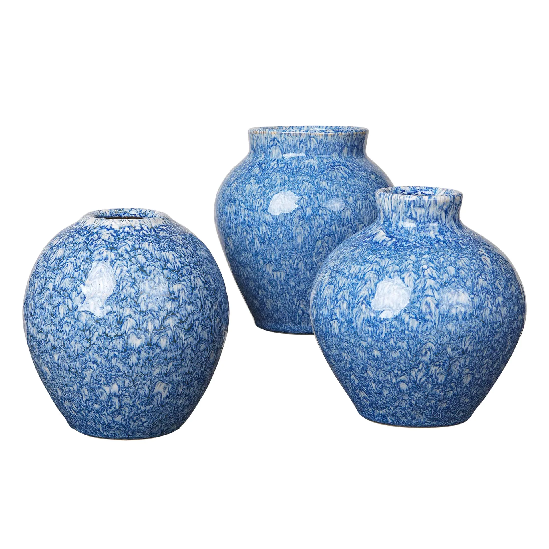 Ingrid keramieken vaas 14,5 cm 3-pack, Insignia blue-white Broste Copenhagen