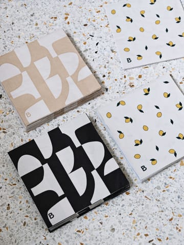 Lara servet 33x33 cm 20-pack - Black-off white - Broste Copenhagen