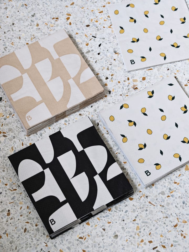 Lara servet 33x33 cm 20-pack, Black-off white Broste Copenhagen