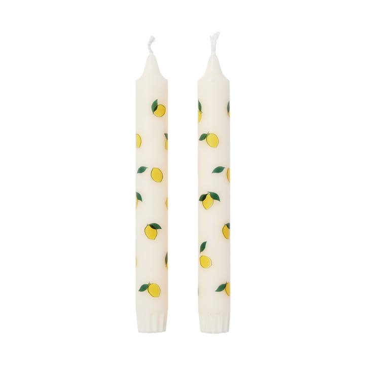 Lemon kroonkaars 2-pack - White-yellow - Broste Copenhagen