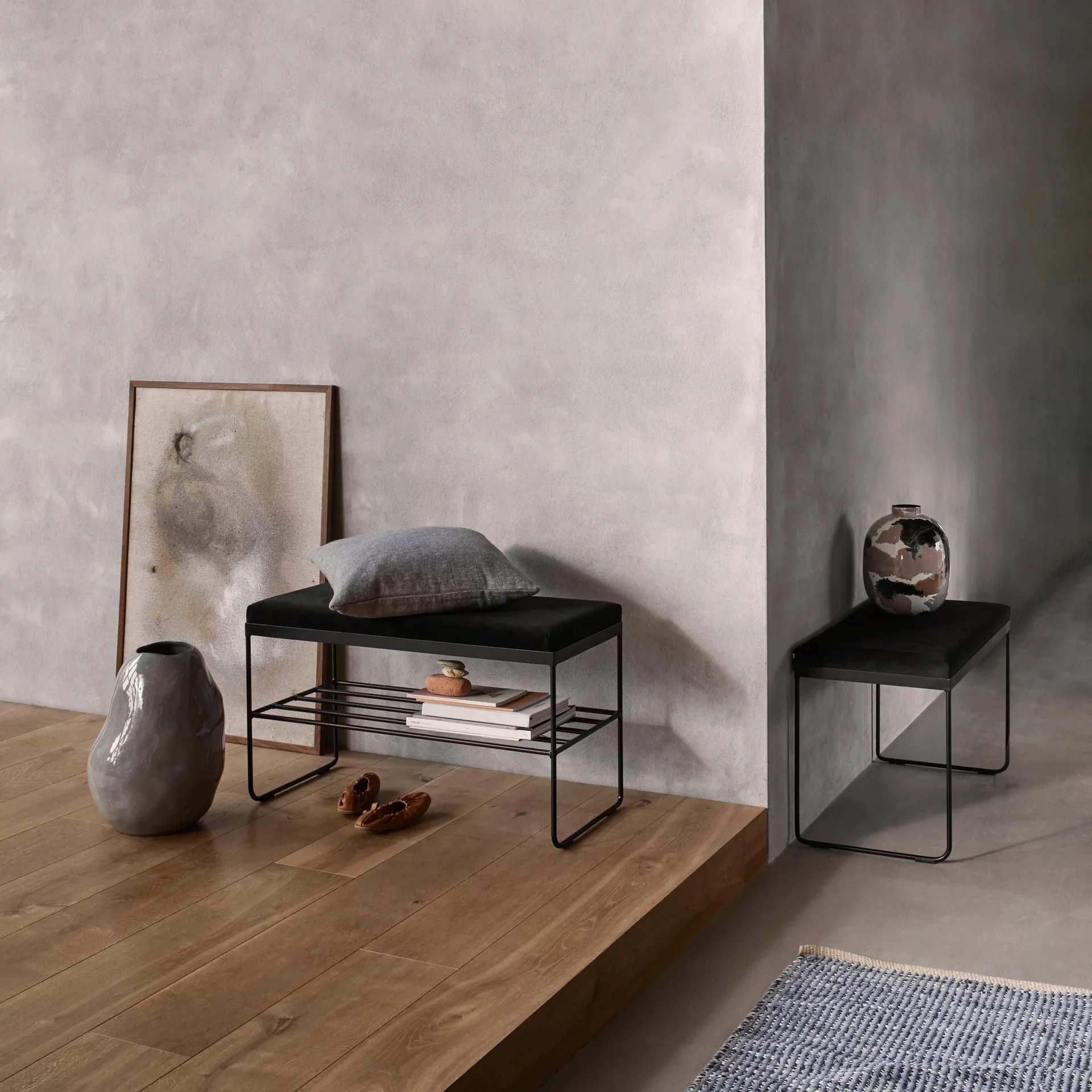 Magda katoenen vloerkleed 80x250 cm, Flint stone blue Broste Copenhagen