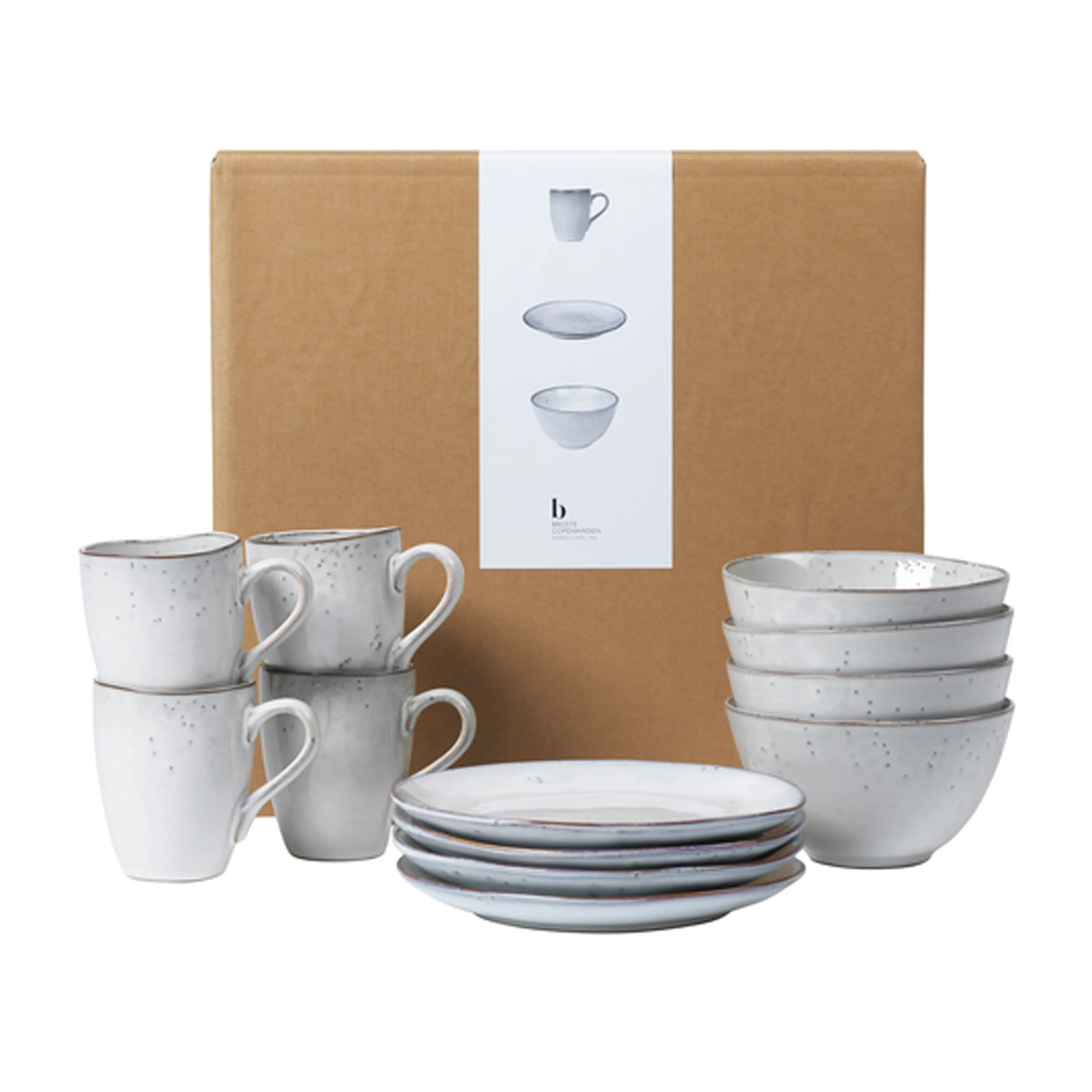 Moritz & Moritz NORDIC Geschirrset 6 Personen - 18-teiliges Steingut Geschirr Set in Taupe - Skandinavisches Design - Robustes Teller Set 6 Personen für Alltag & Gäste - Kombiservice Geschirrsets
