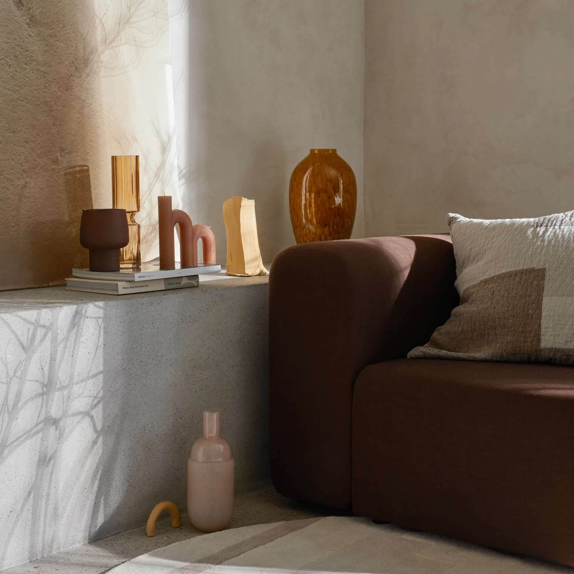 Patch kussenhoes 60x60 cm, Beige-bruin Broste Copenhagen