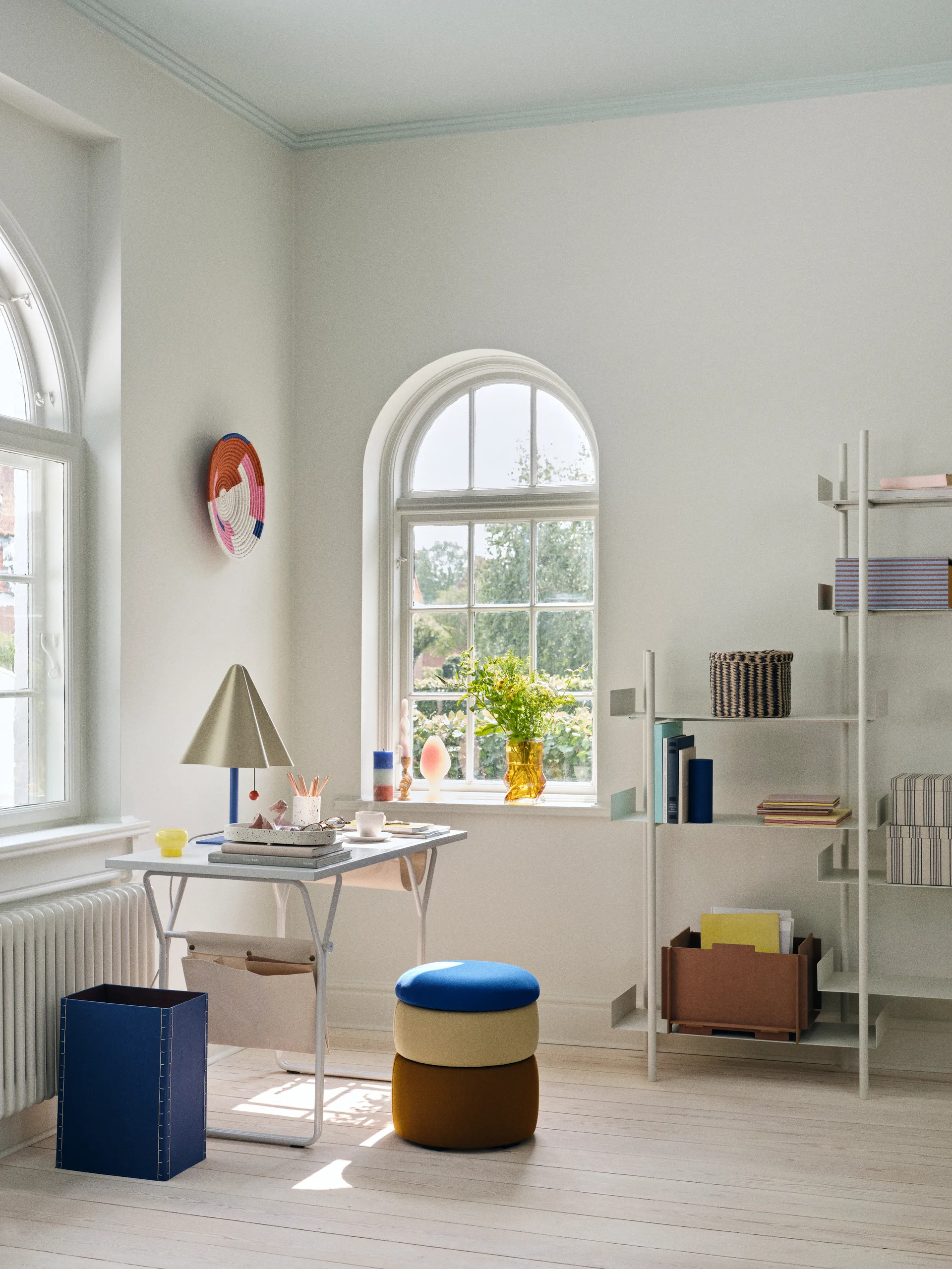 Pond poef 42 cm, Blue-sand-ochre Broste Copenhagen